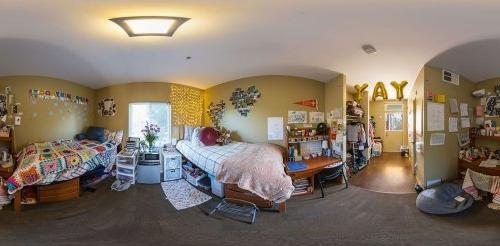 a panorama of a dorm room 